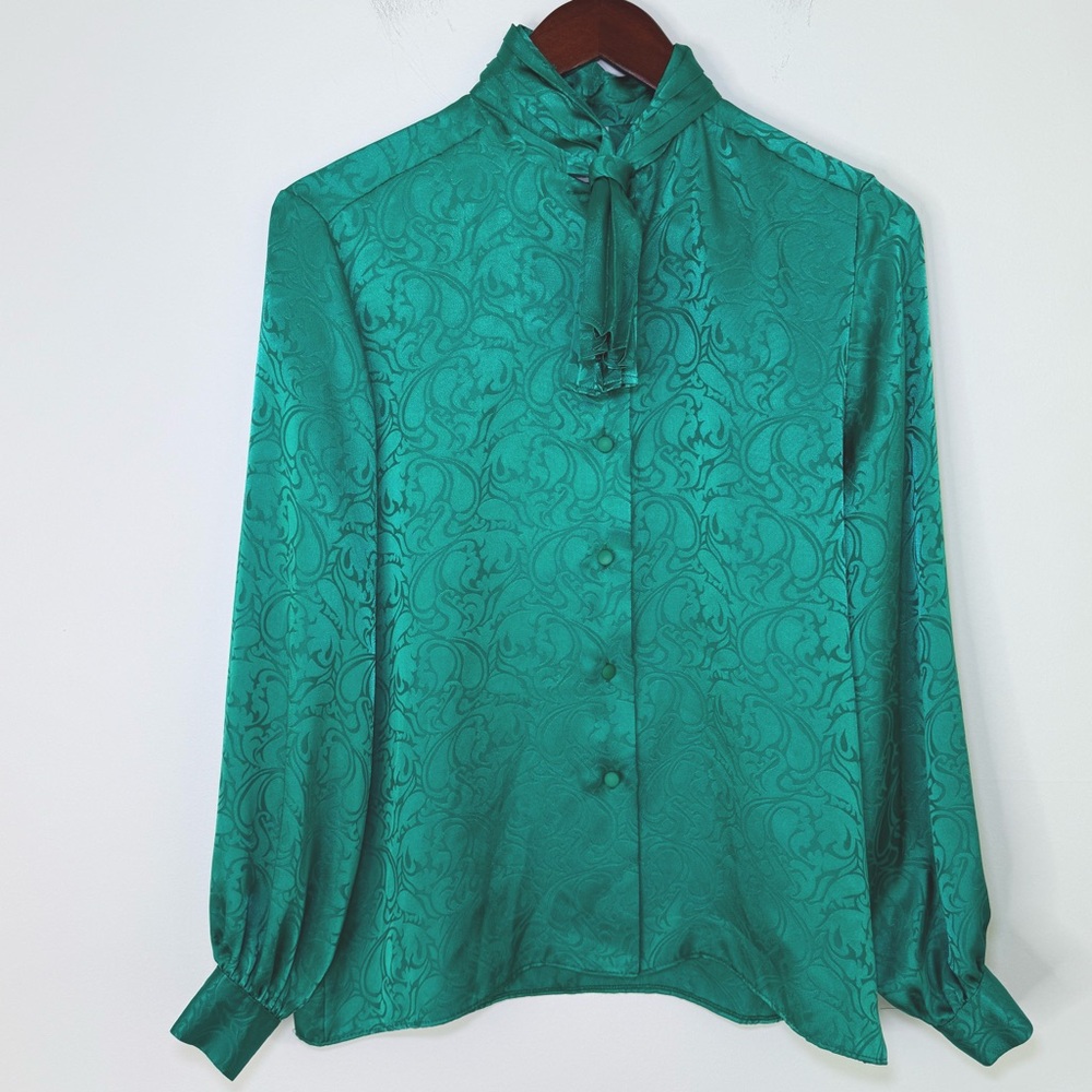 Alexon Green Tie Neck Blouse Size 10